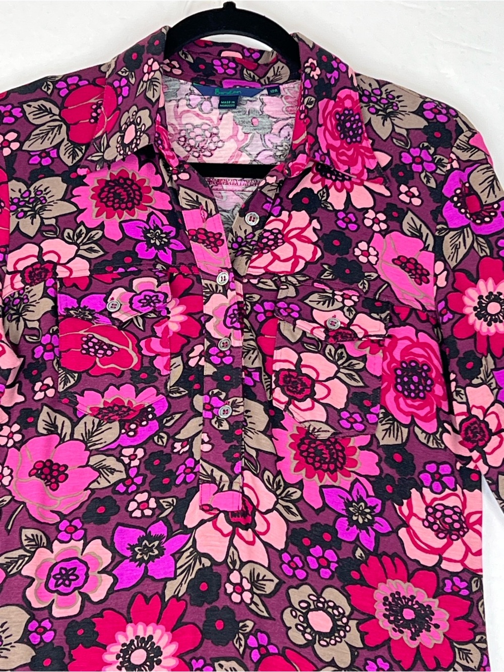 Boden floral midi shirt dress Sz 12 Retro Mod Floral Jersey Knit Whimsigoth - Picture 5 of 13